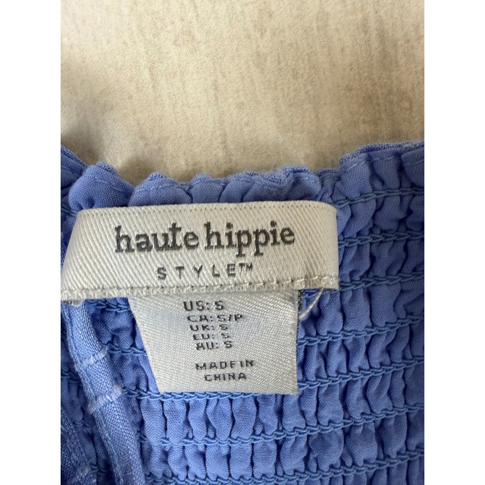 Haute Hippie Style Blue Tiered Maxi Dress Smocked Back Boho Size S 1274703 - Picture 2 of 10